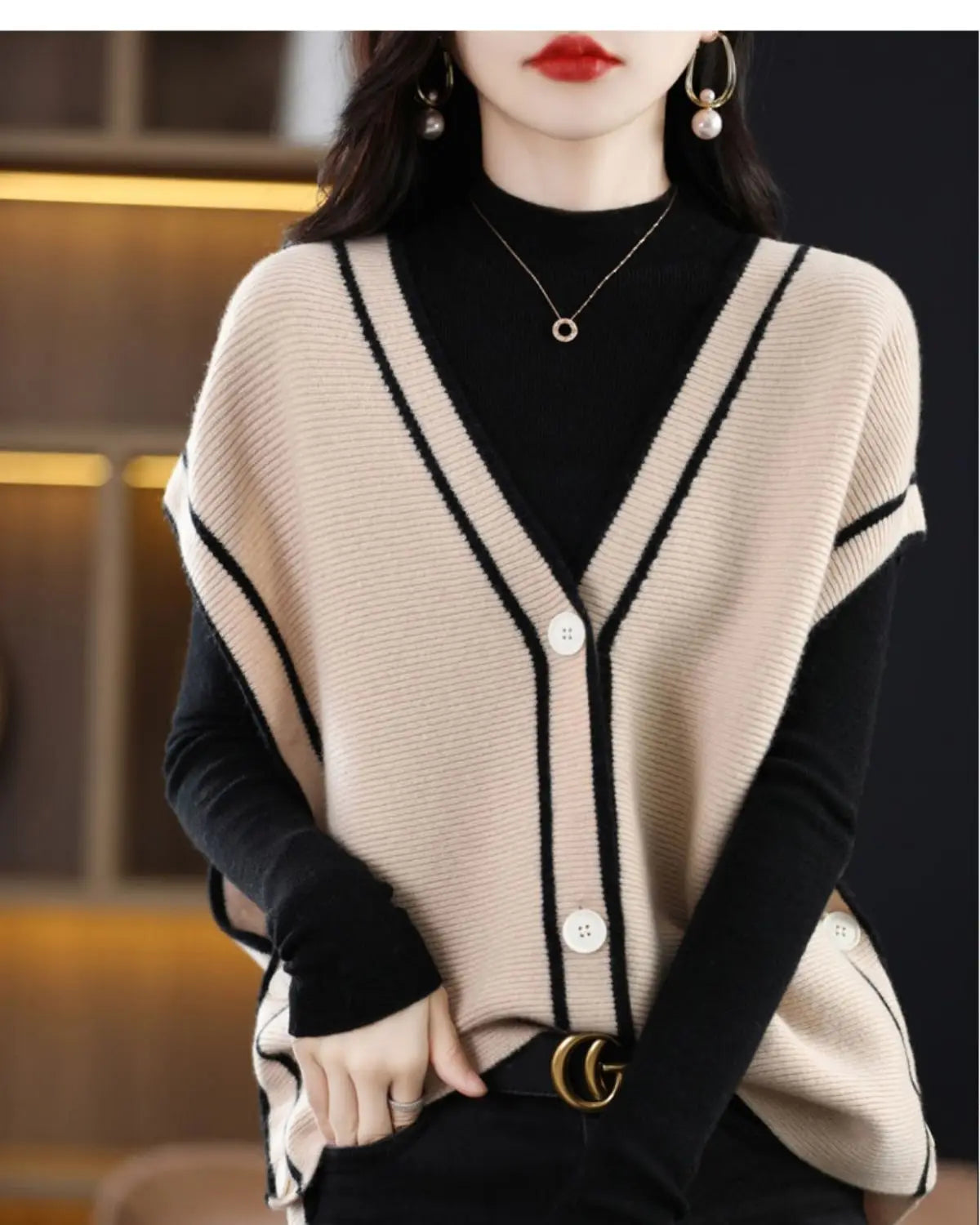 Versatile  V-neck Knitted Cardigan Vest
