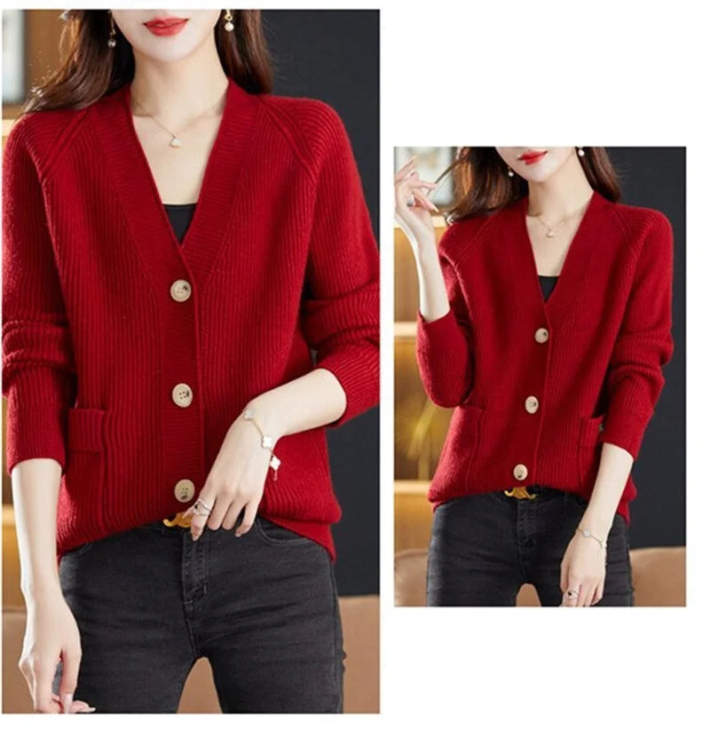 Sweater  V-neck  Cardigan Jacket