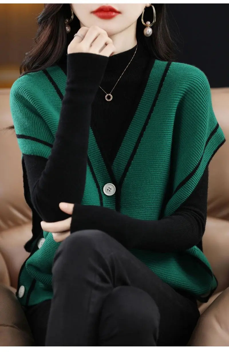 Versatile  V-neck Knitted Cardigan Vest