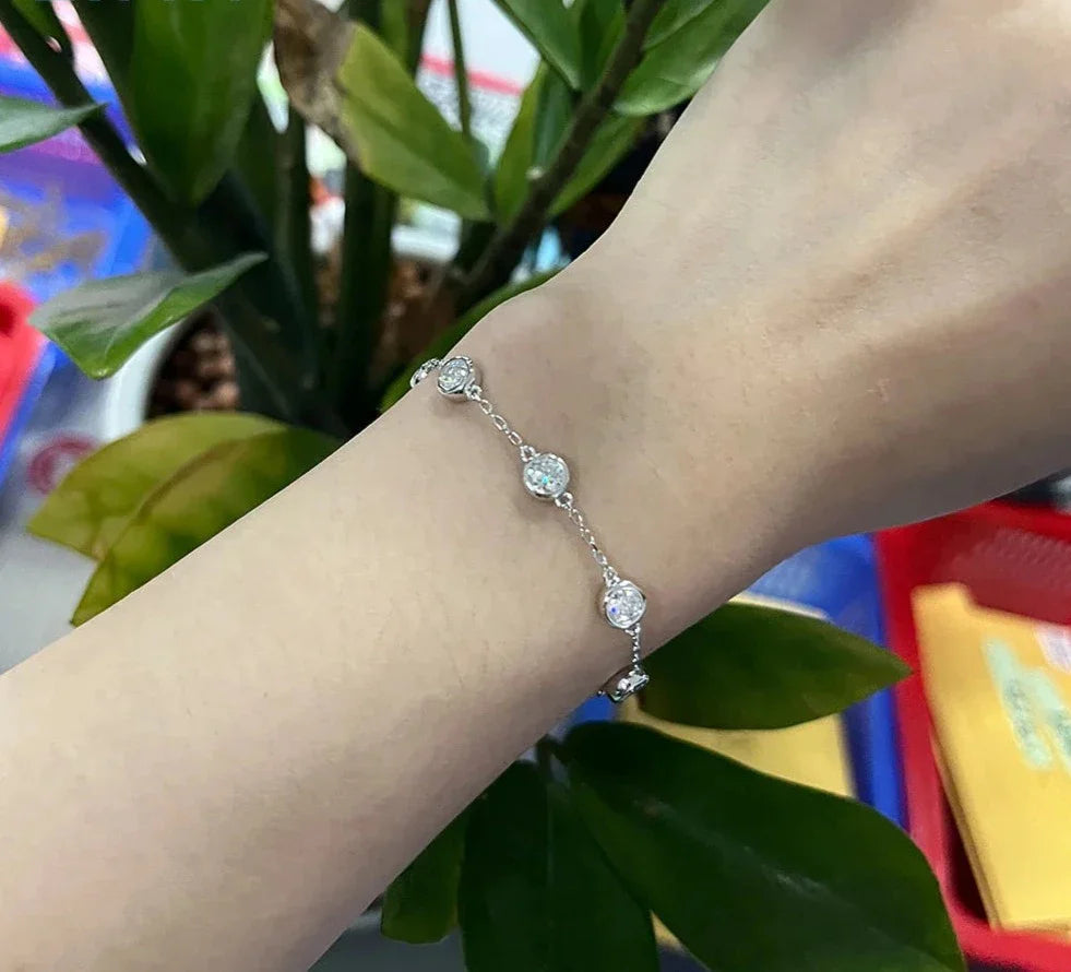 GRA Certified D Color Moissanite Bracelet Sterling Silver 18K Gold Ovlerlay