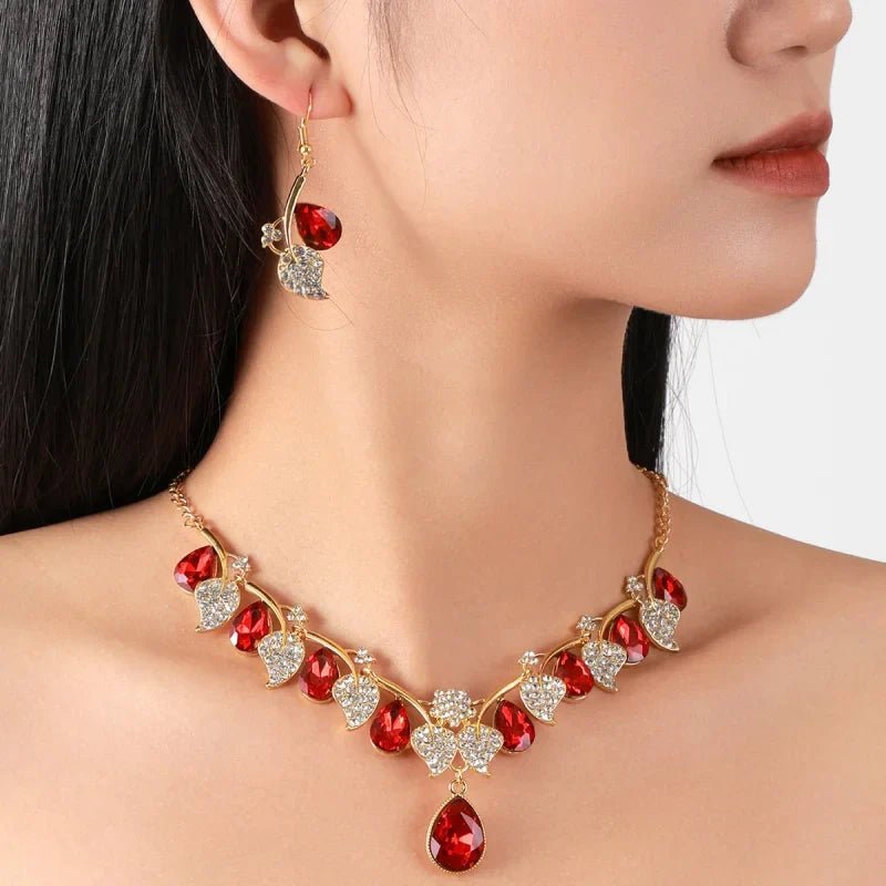 Water Drop CZ Matching Necklace & Earrings Set