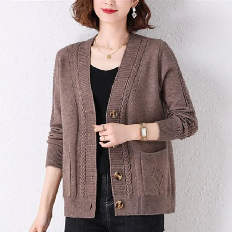 New Vintage  Button Cardigans Sweaters Coat with  Long Sleeve