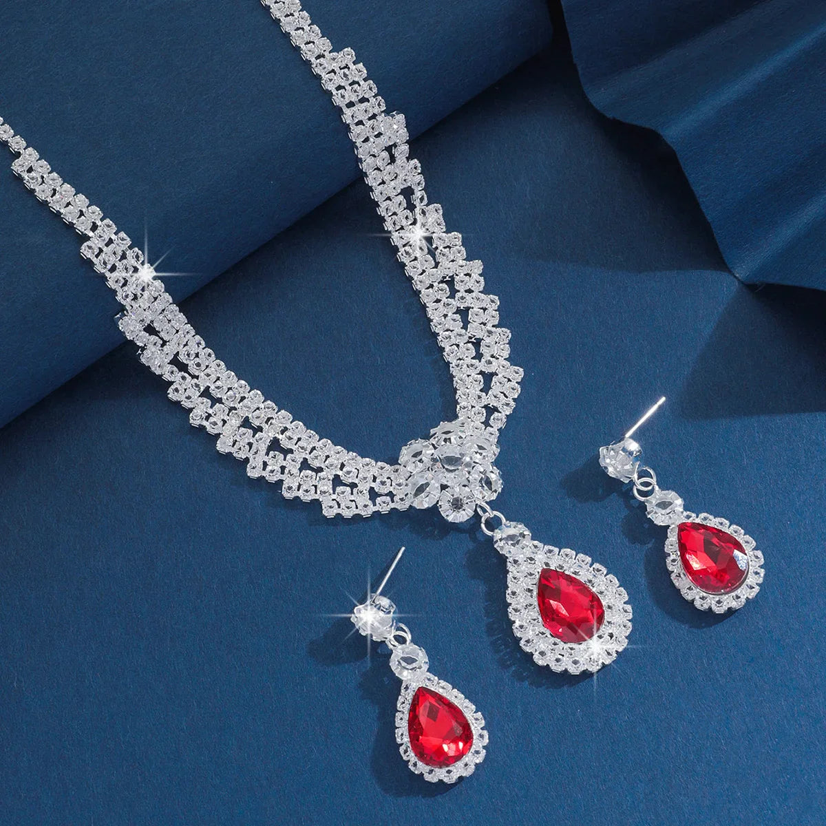 3 Piece Water Drop Necklace & Earrings Jewelry Set