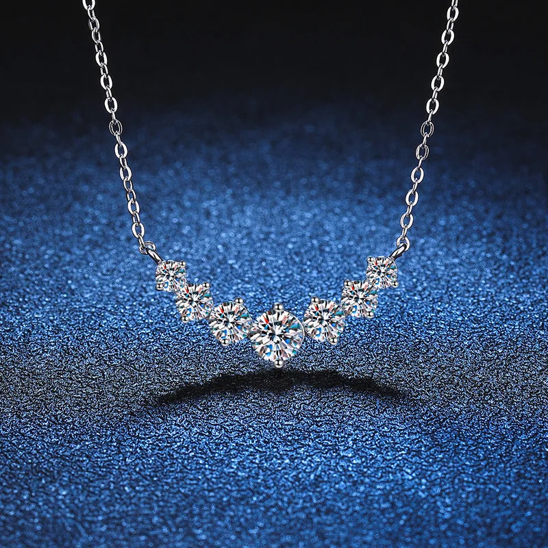 GRA Certified Flawless Classic Moissanite Diamond Necklace 925 Sterling Sliver Plated 18k White Gold Necklace.