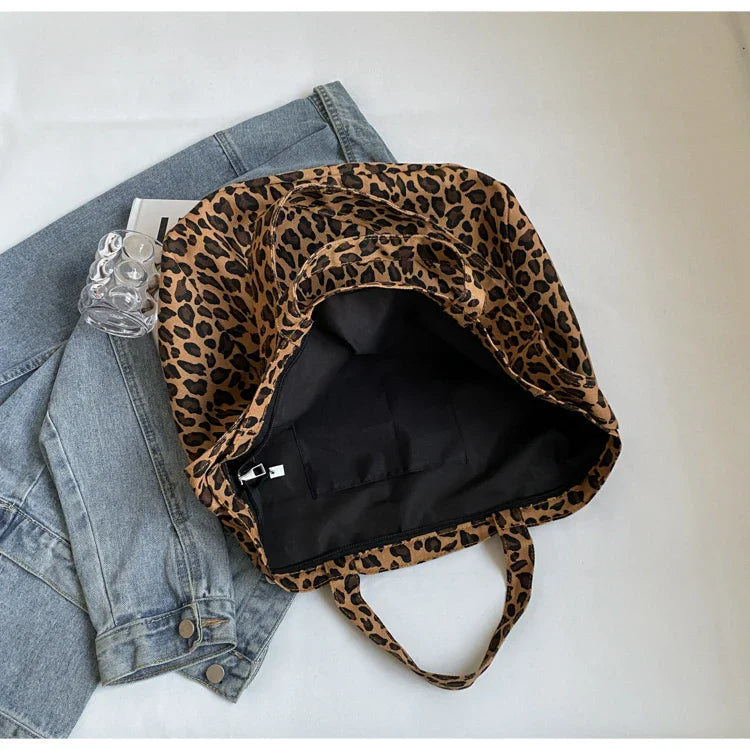 Versatile Casual Leopard Print Canvas Fashionable Crossbody Shoulder Bag