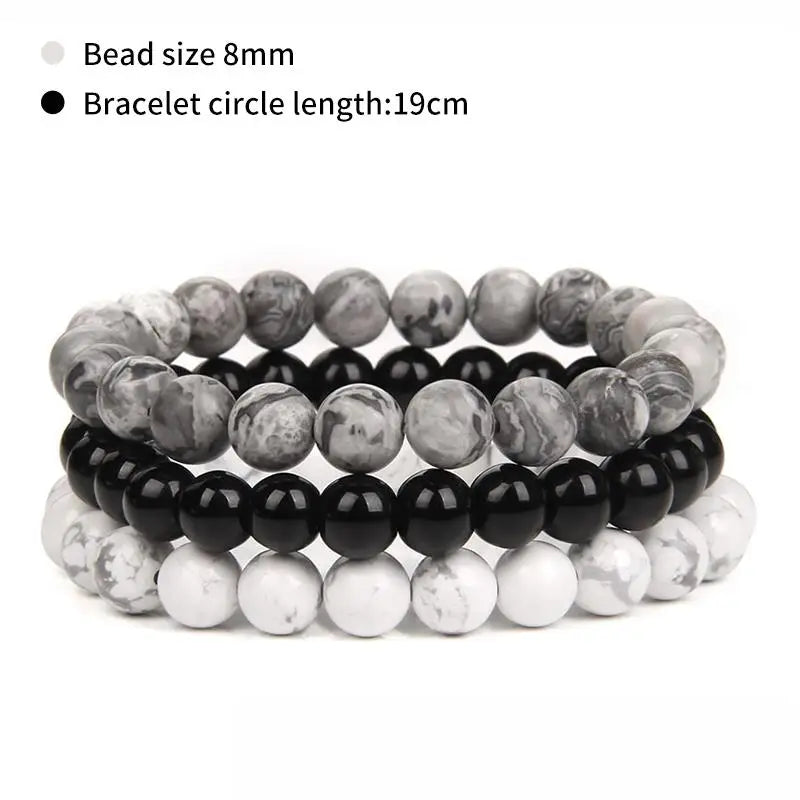 8mm Natural Stone Bracelets - 3 Piece Sets.