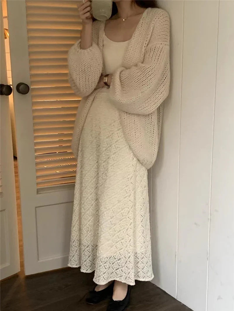 Sweet V-Neck Oversized  Fashion Knitting Cardigans  One Size