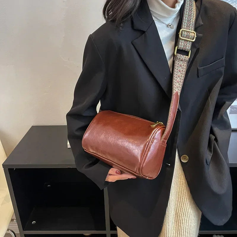 Retro Wide Strap Crossbody Bag