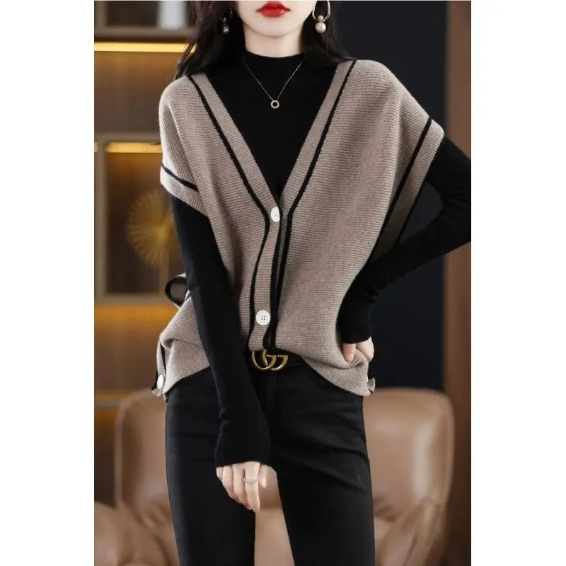 Versatile  V-neck Knitted Cardigan Vest