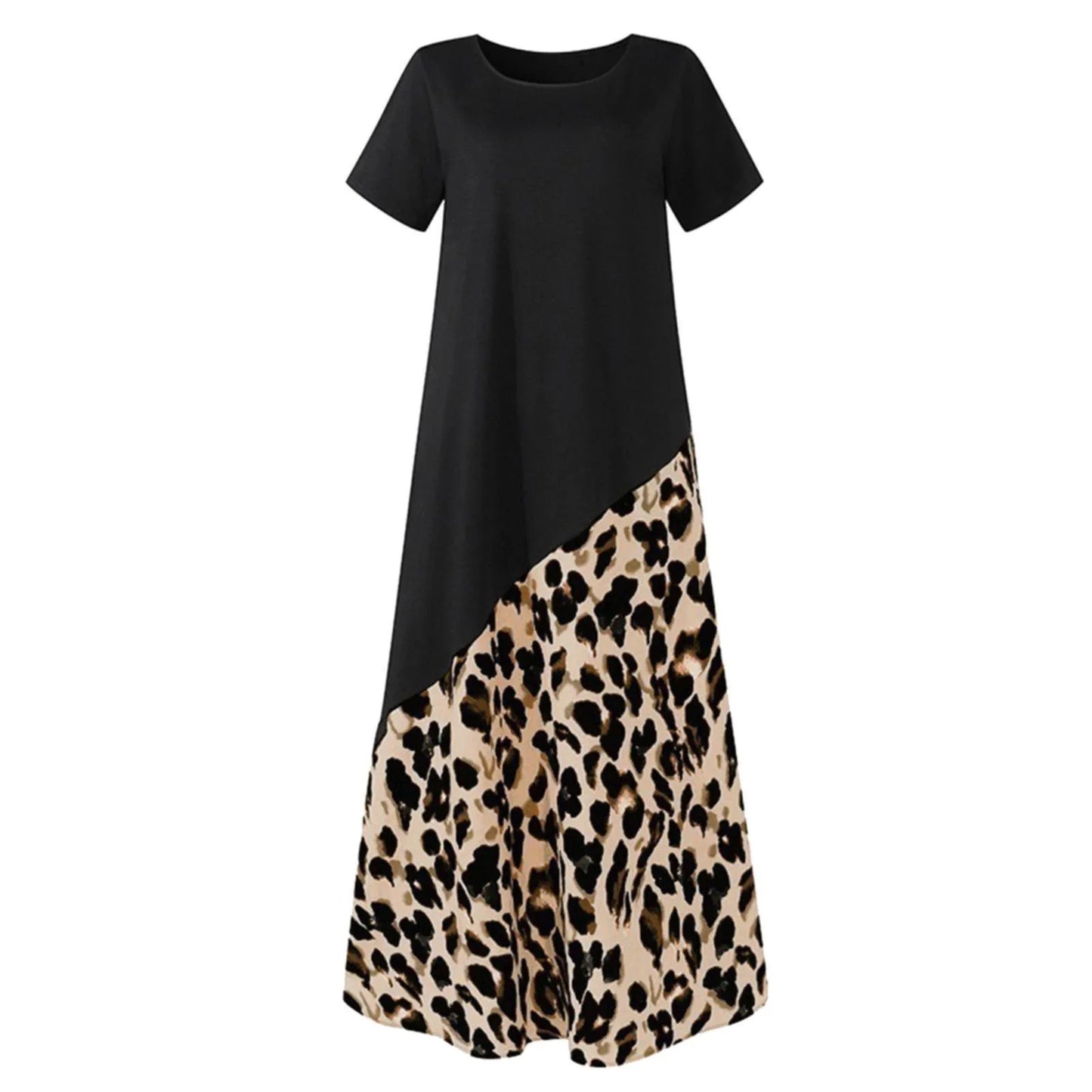Trendsetter Colorblock Leopard Print Maxi Dress