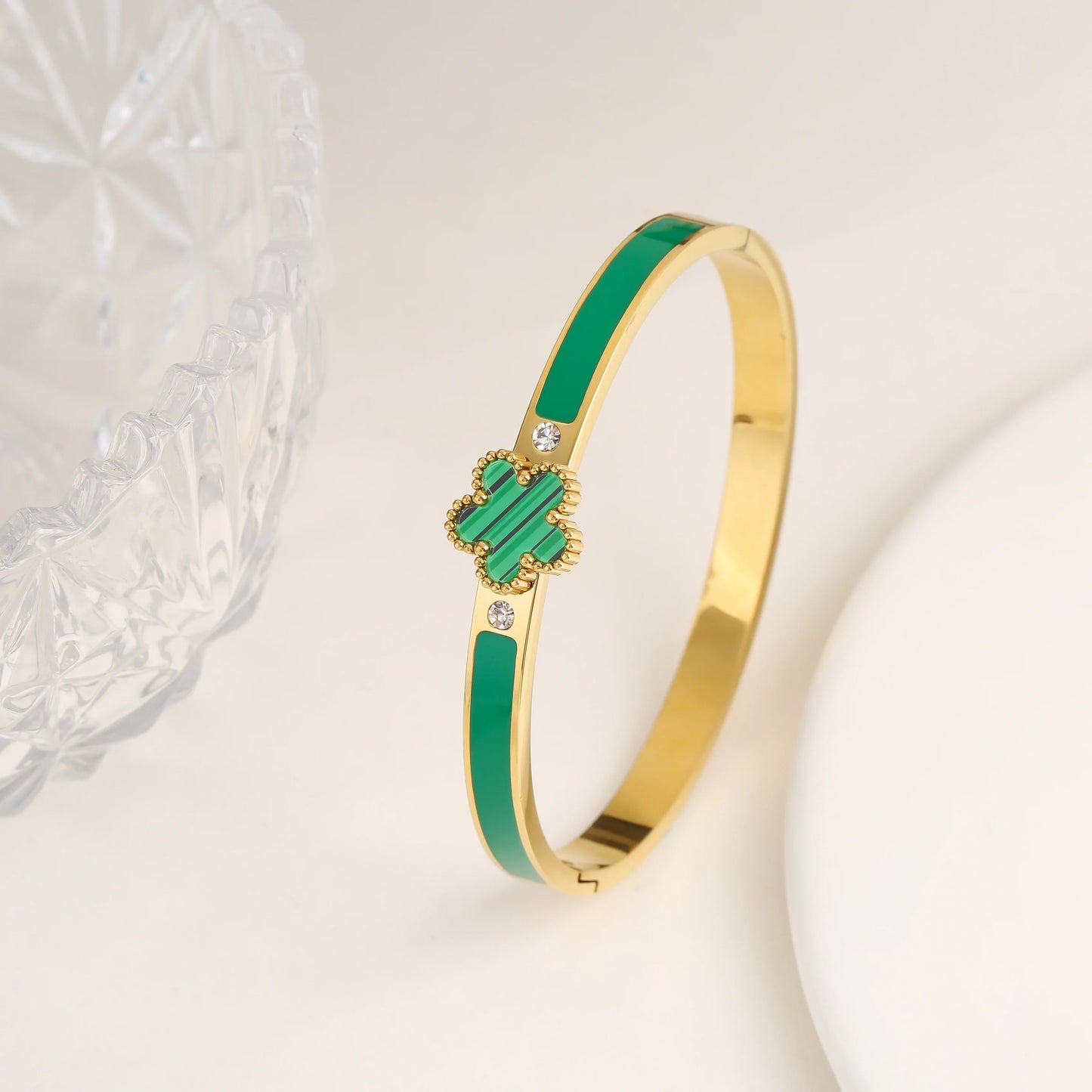 Five-Leaf Flower Open Bangle Bracelet