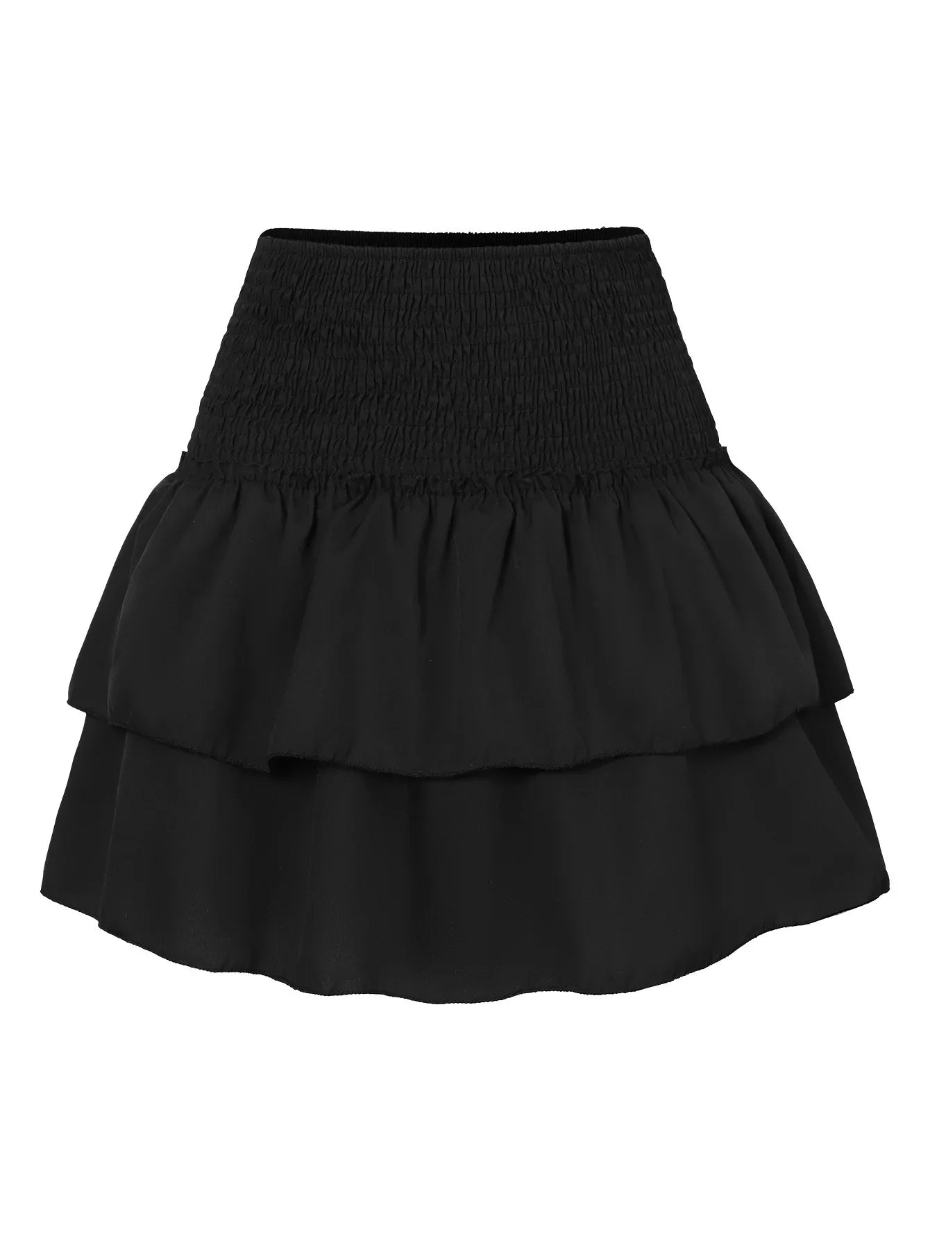 Floral Pleated Ruffled Edge  High Waist Short Skirts