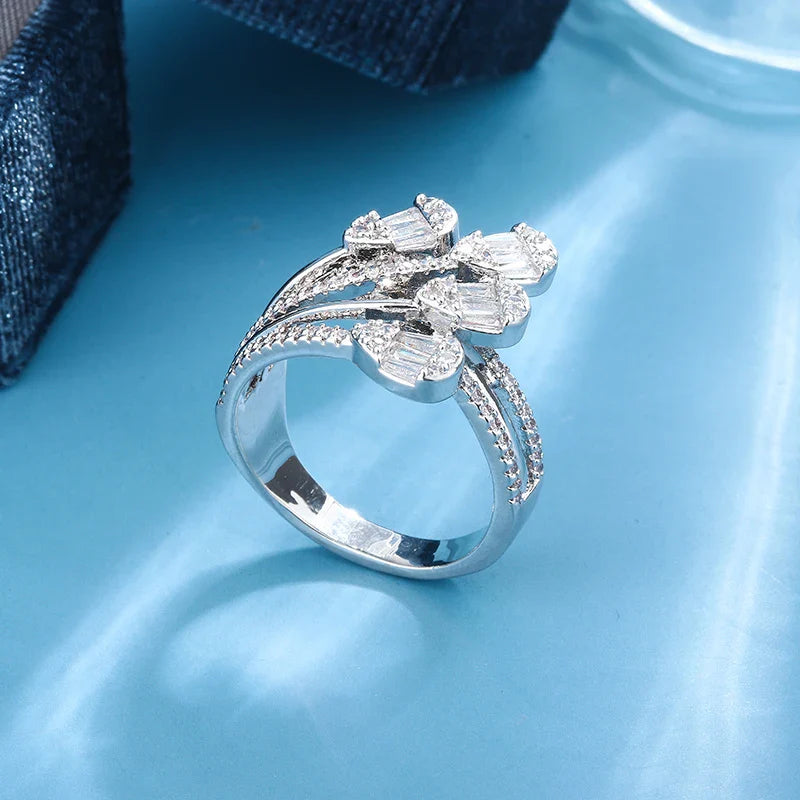 925 Silver Plated Luxury Bold Big Wedding Ring