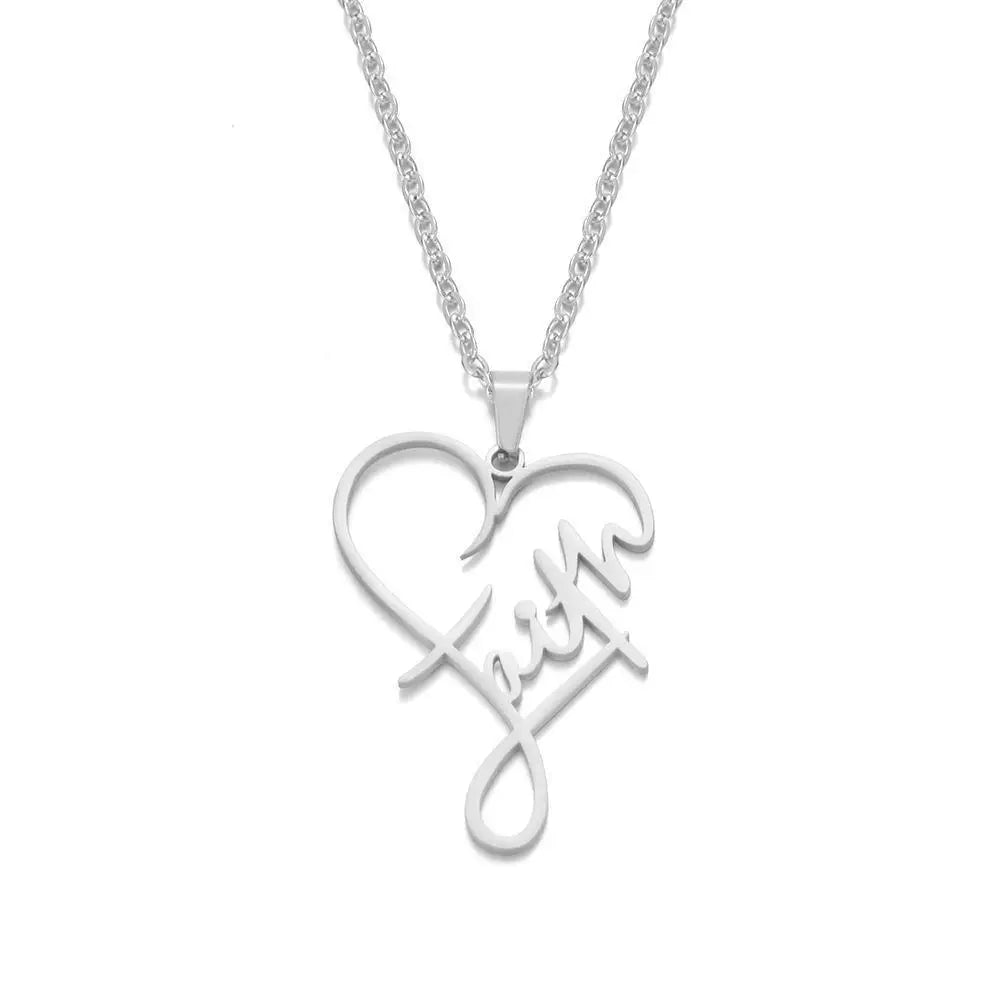 Religious Christian Faith Heart Necklace
