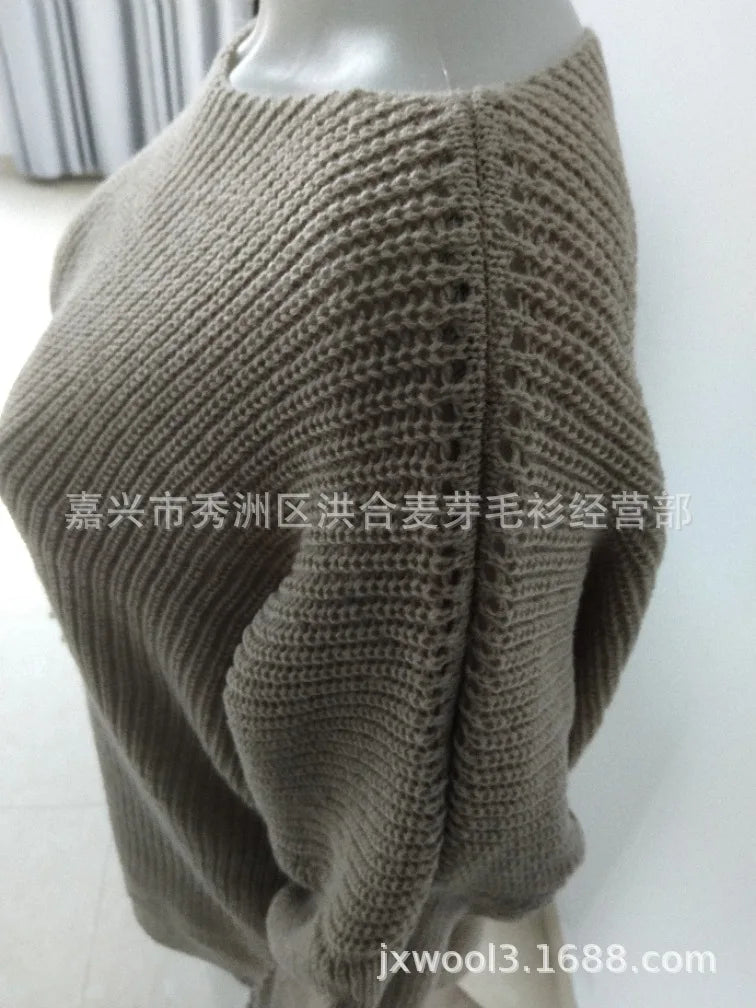 Loose Fitting Batwing O-Neck Lantern Sleeve Sweater