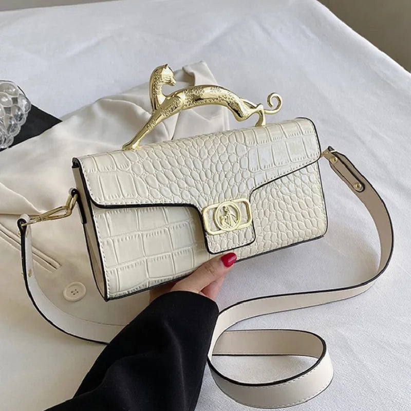 Unique Cat Handle Luxury Eco Leather Shoulder Bag