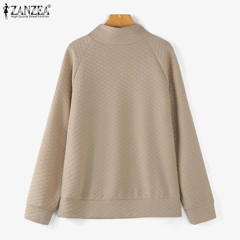 Casual Loose Sweatshirts Stand CollarHoodies Pullover with  Long Sleeve