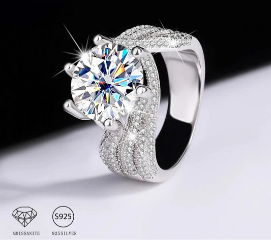 Brilliant 5 Carat Flawless D Color Moissanite Lab Grown Diamond Ring