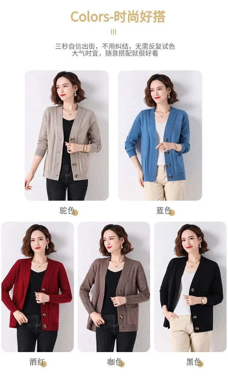 New Vintage  Button Cardigans Sweaters Coat with  Long Sleeve