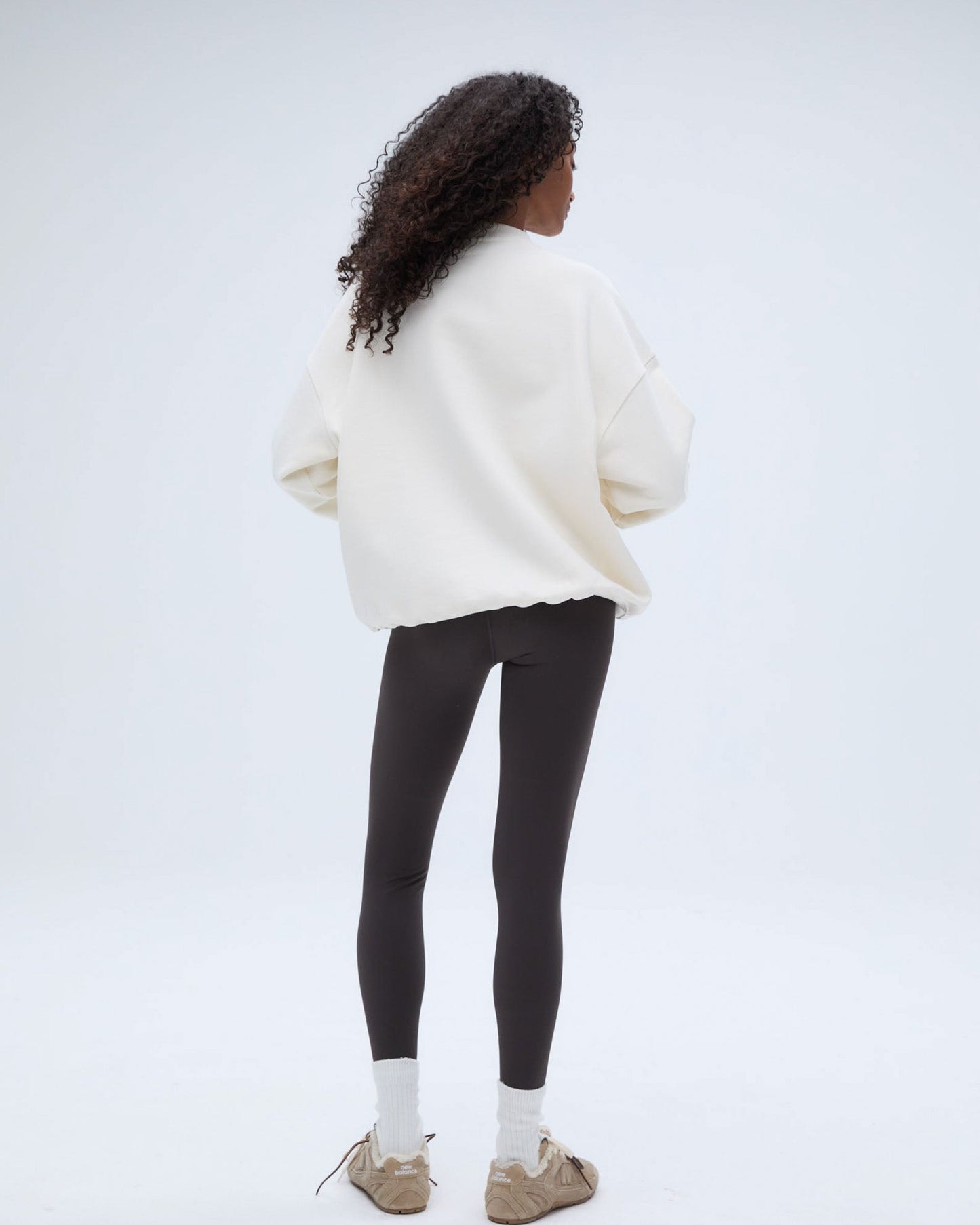 Varsity Oversized Sweatshirt - Marshmallow White/Coffee Bean