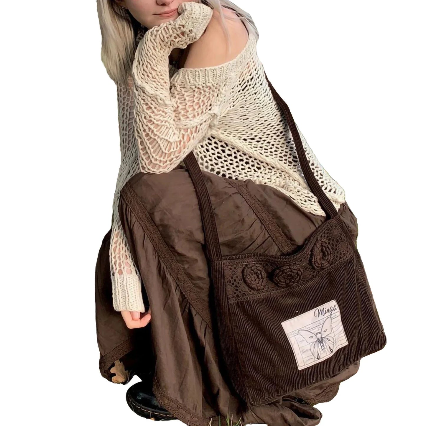 Retro Brown Ruffle Long  Skirts