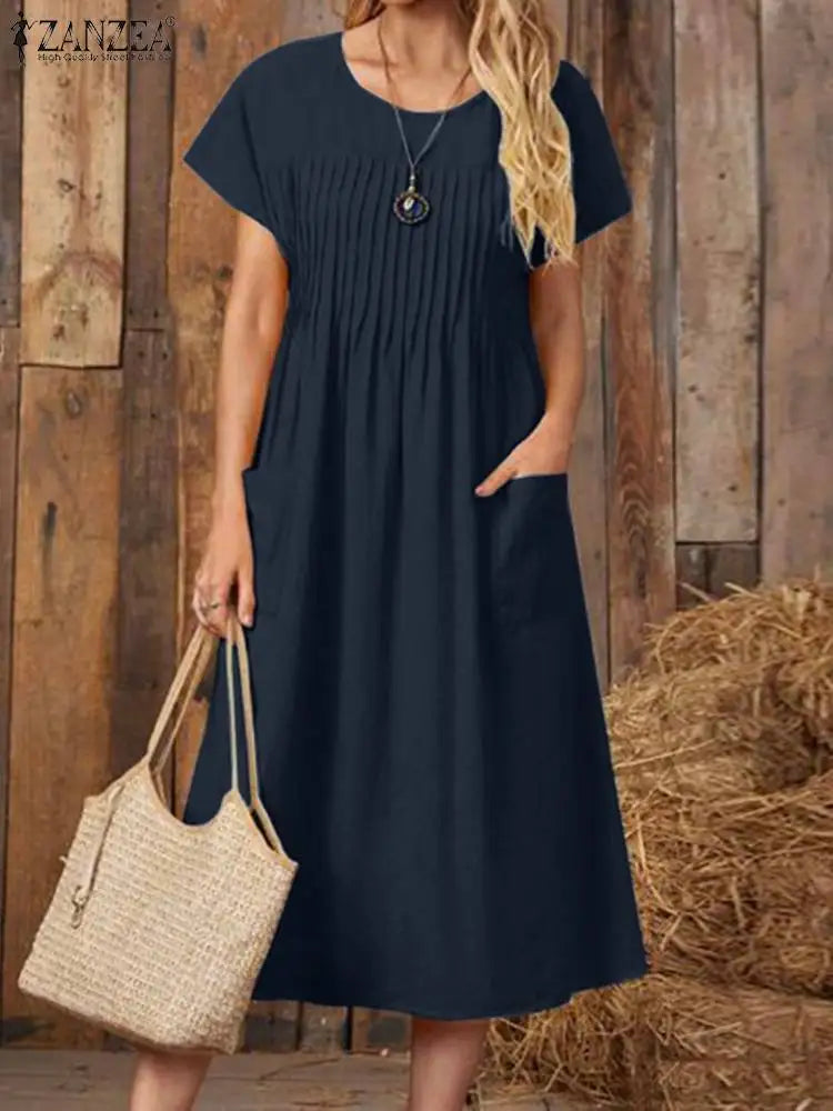 Styling Secret Short Sleeve Pleated Midi Dress
