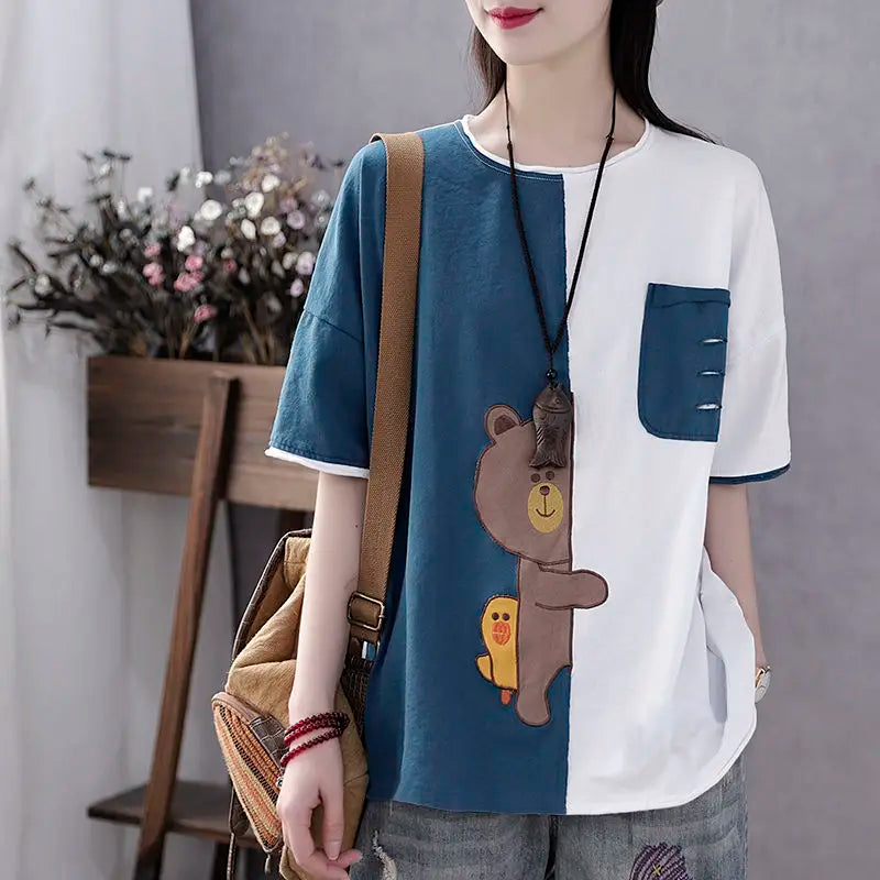 Korean Fashion Loose Short Sleeve Top & Pants 2 Piece Set