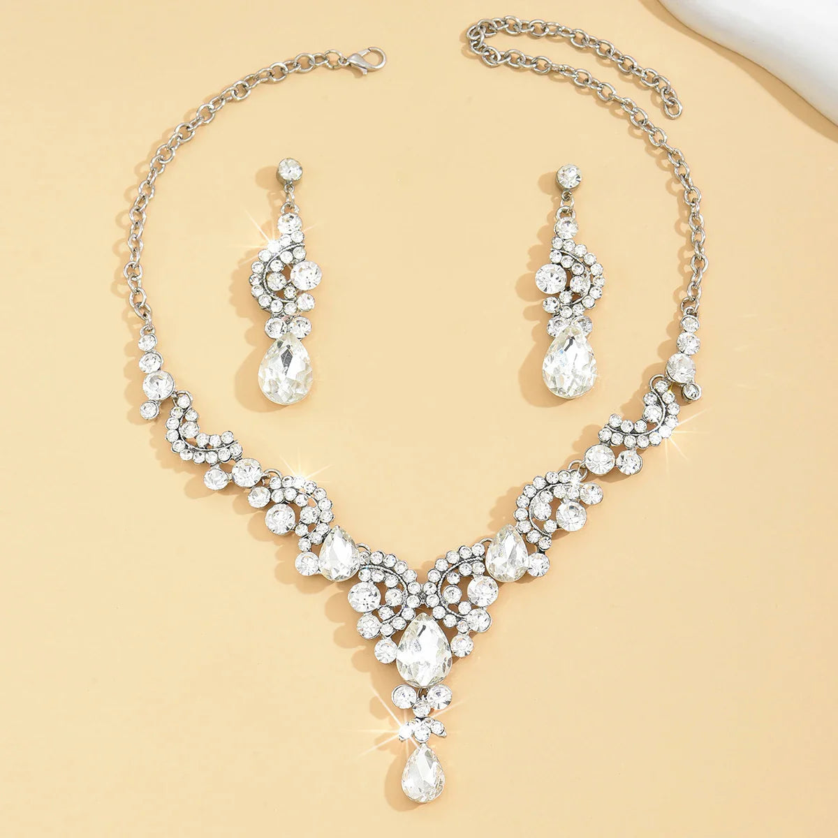 Trendy Droplet Earrings with Necklace Jewelry Set