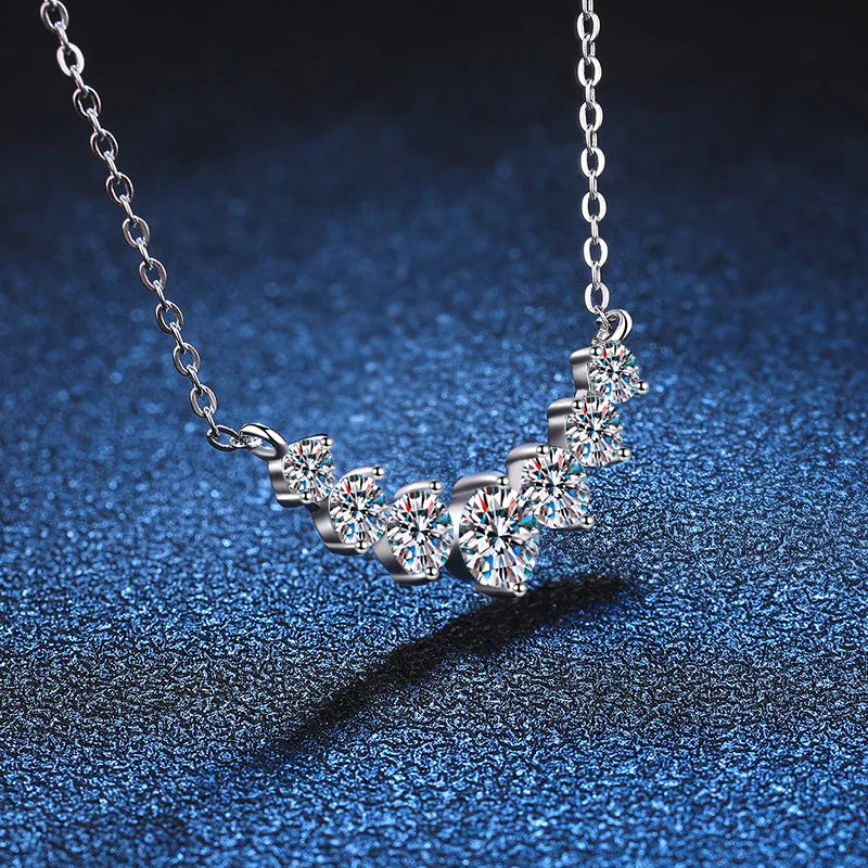 GRA Certified Flawless Classic Moissanite Diamond Necklace 925 Sterling Sliver Plated 18k White Gold Necklace.