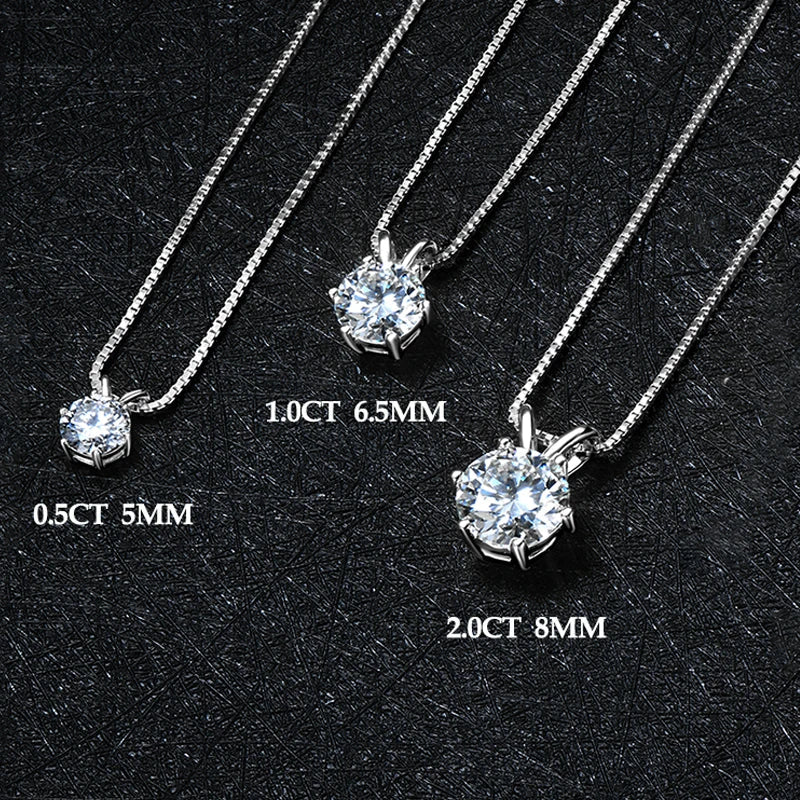 Sterling Silver and AAA Moissanite Diamond Solitaire Pendant Necklace & Earrings Set