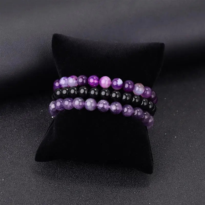 8mm Natural Stone Bracelets - 3 Piece Sets.