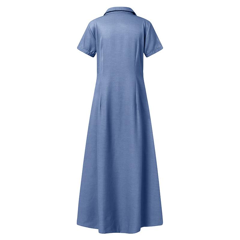 Denim Swing Dress with Long Dress with Pocket