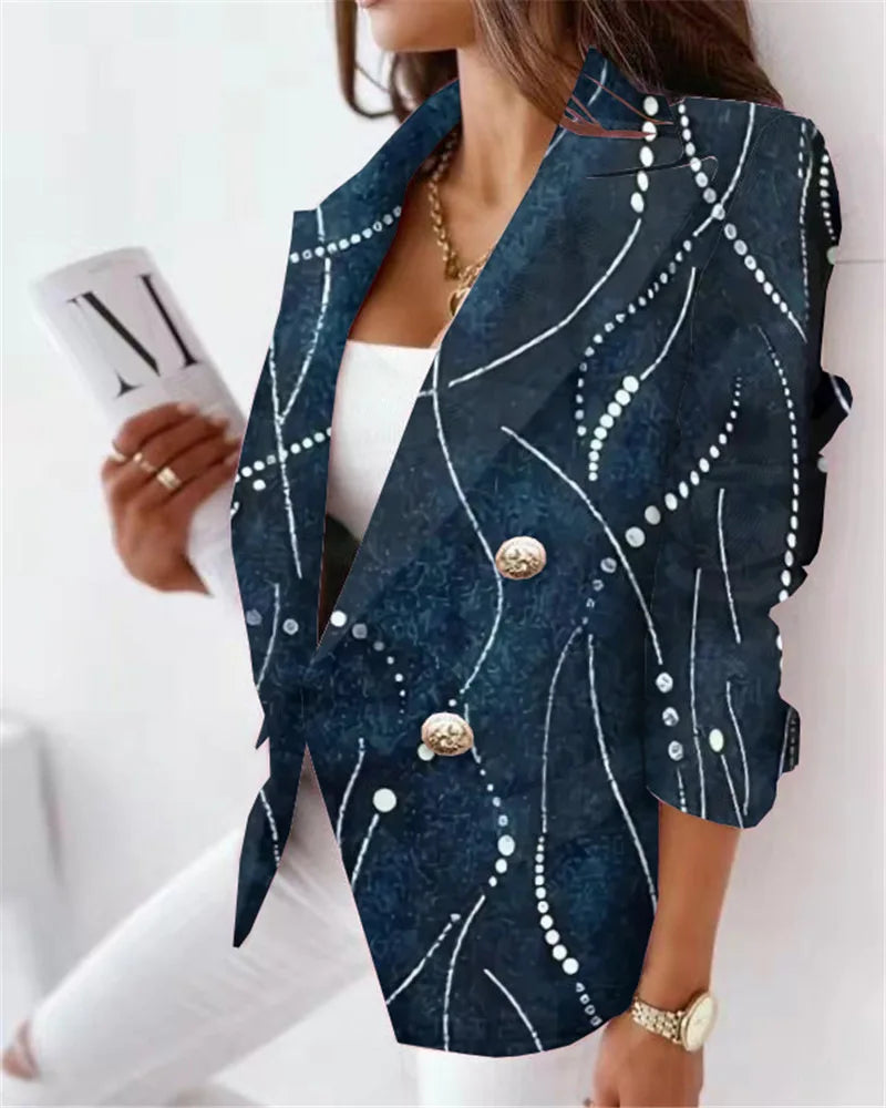 Miss Chic Floral Print Double-Breasted Blazer