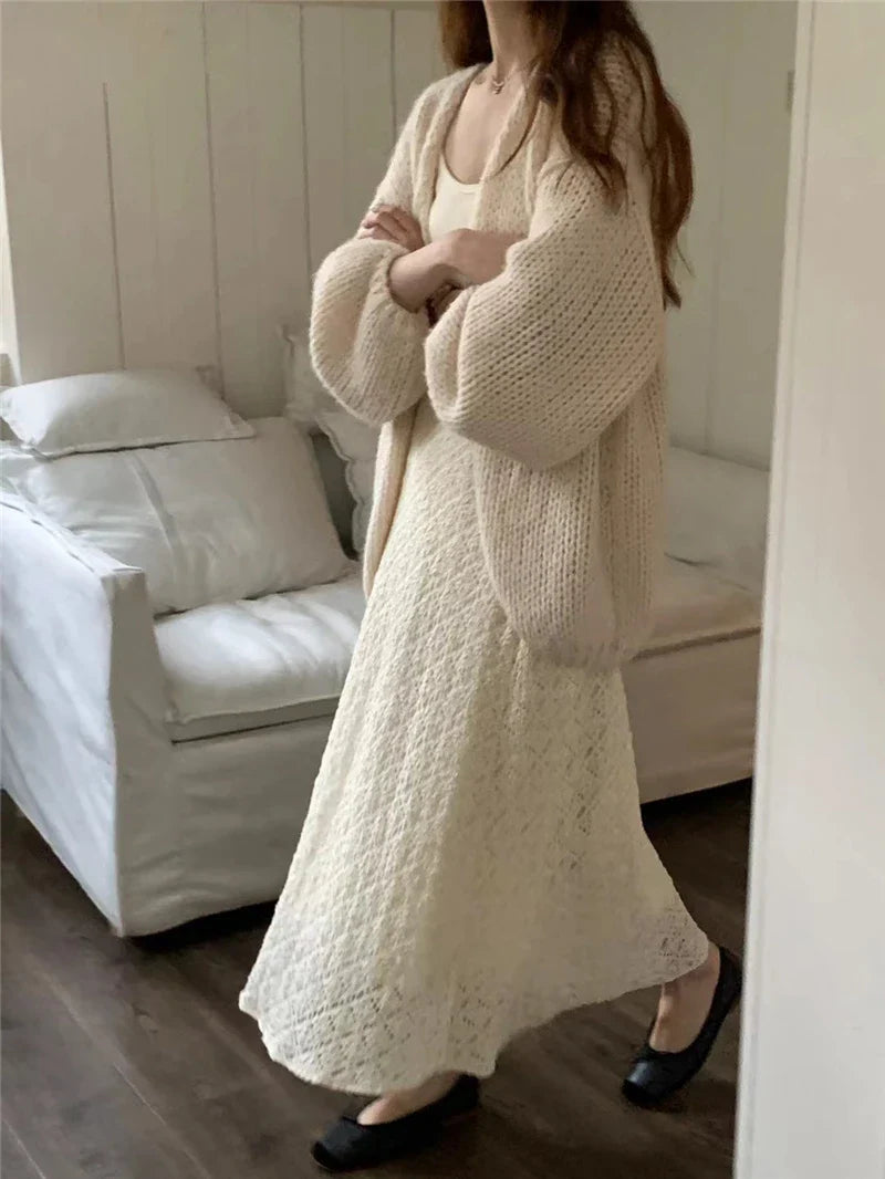 Sweet V-Neck Oversized  Fashion Knitting Cardigans  One Size