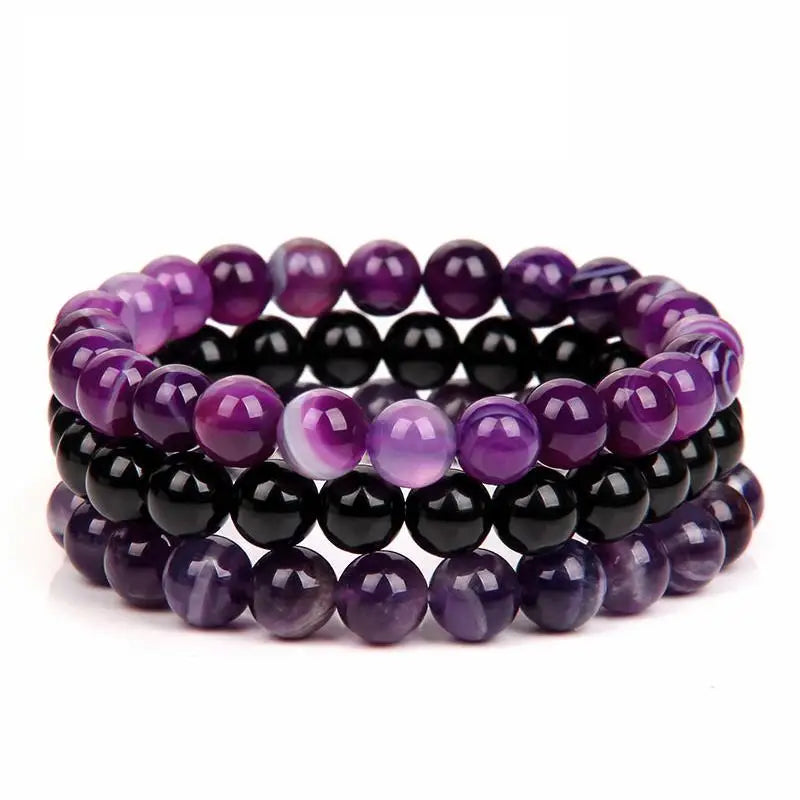8mm Natural Stone Bracelets - 3 Piece Sets.