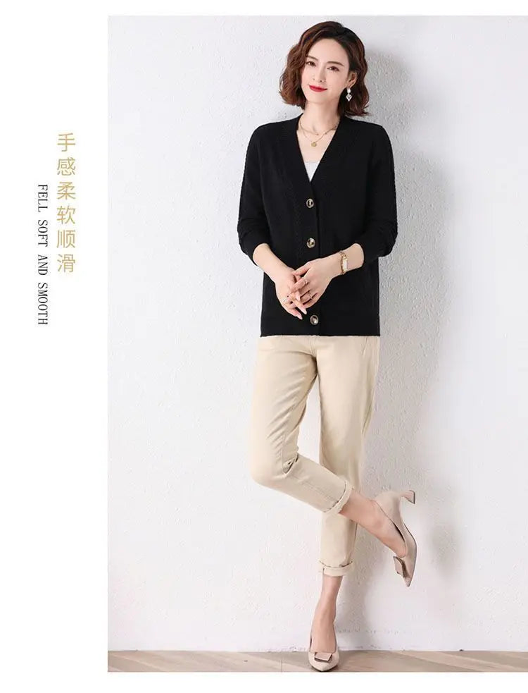 New Vintage  Button Cardigans Sweaters Coat with  Long Sleeve