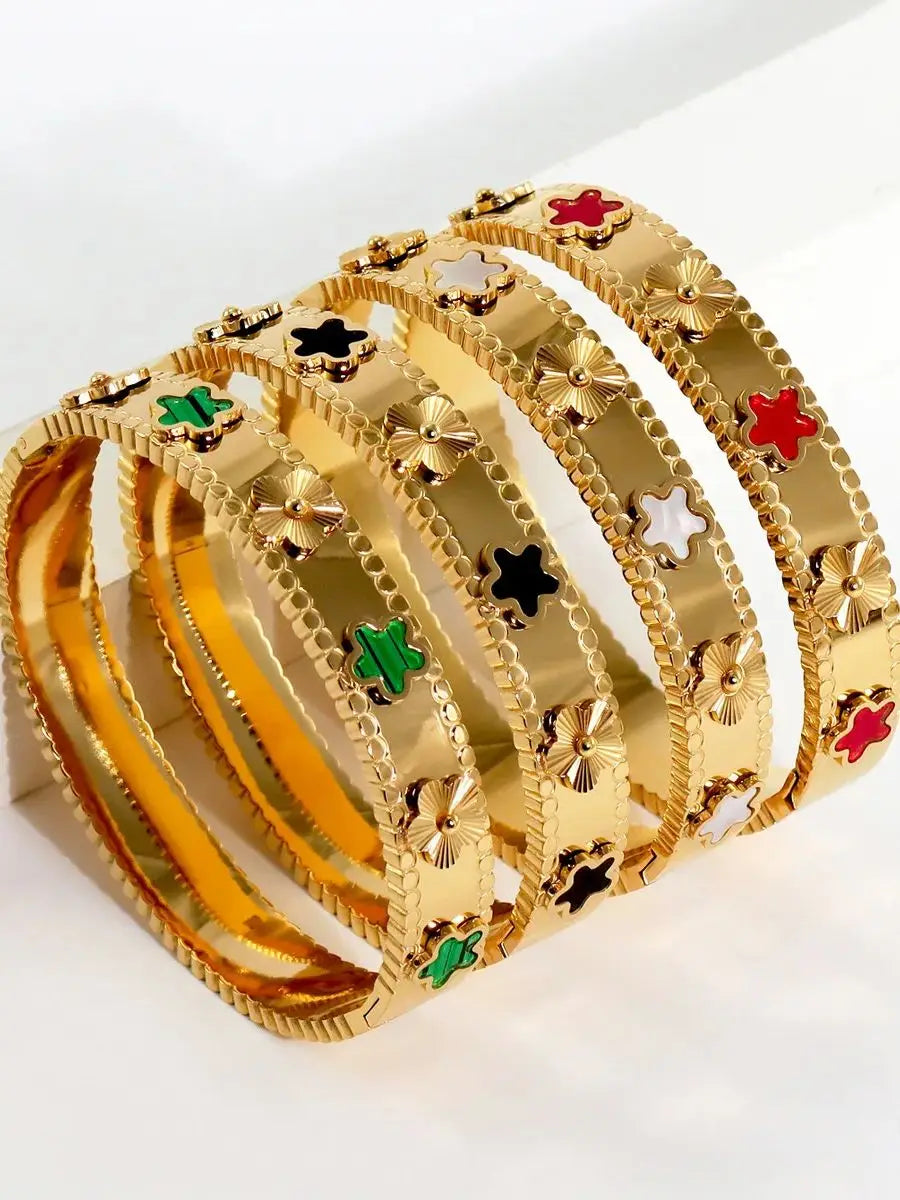 18k Gold Plated Lucky 4 Leaf Clover Bracelet