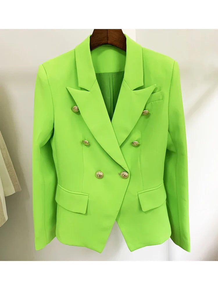 Designer Jacket-Blazer with Classic Slim Fitting Double Breasted & Lion Metal Buttons