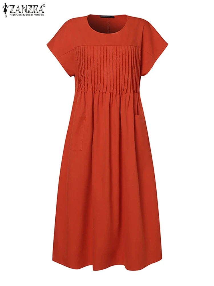 Styling Secret Short Sleeve Pleated Midi Dress