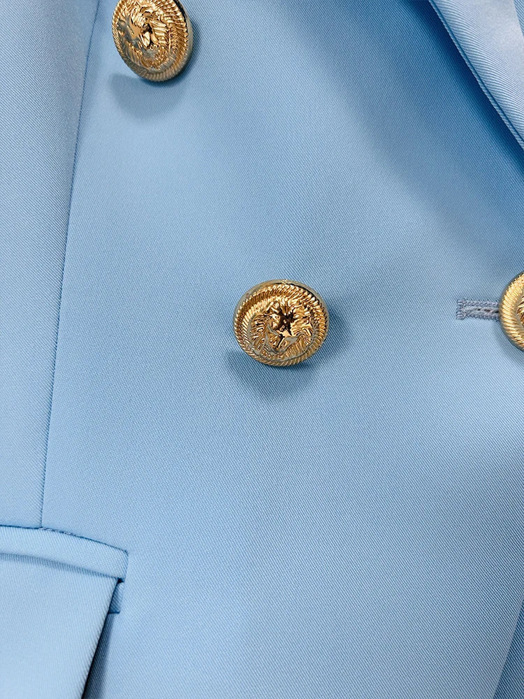 Designer Jacket-Blazer with Classic Slim Fitting Double Breasted & Lion Metal Buttons