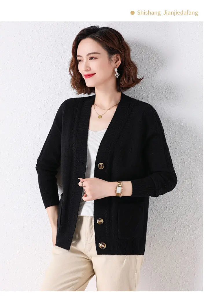 New Vintage  Button Cardigans Sweaters Coat with  Long Sleeve