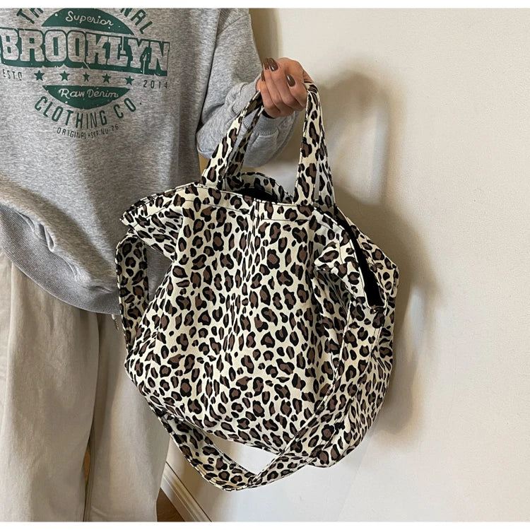 Versatile Casual Leopard Print Canvas Fashionable Crossbody Shoulder Bag