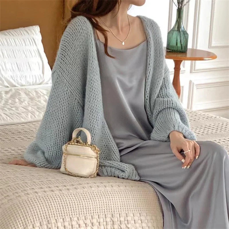 Sweet V-Neck Oversized  Fashion Knitting Cardigans  One Size