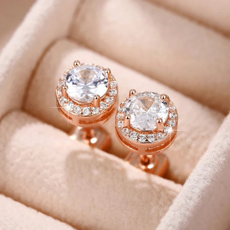 Simple Versatile Women Stud Earrings Square/Round Shaped