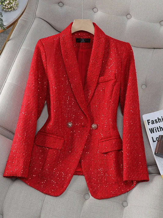 Sparkling Casual Blazer with Decoration Buttons