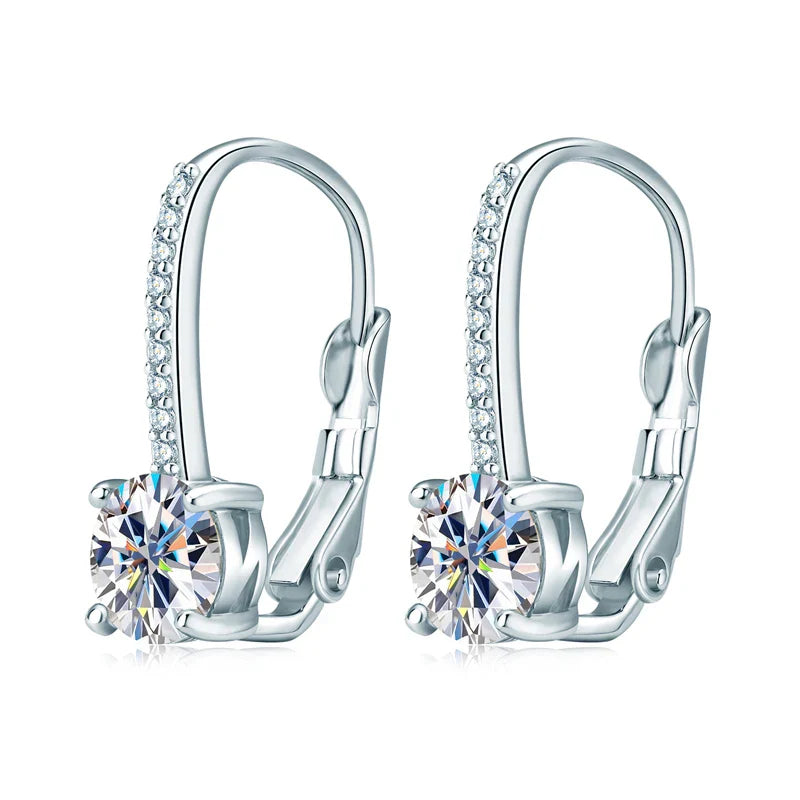 2 Carat Moissanite Diamond Drop Hoop Dangle Earrings