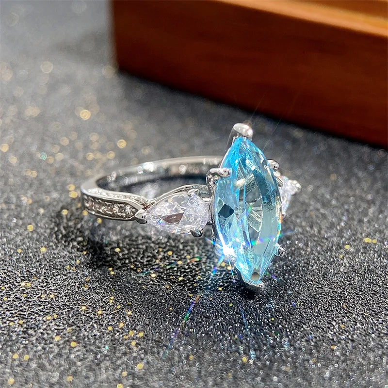 Sky Blue Topaz Marquise Stone Ring