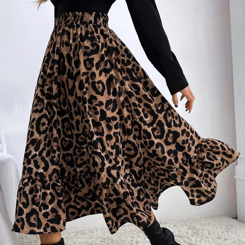 Wildy Poised High Waist Animal Print Skirt