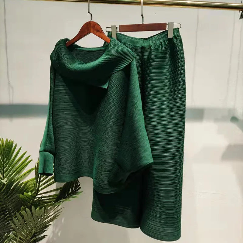 Perfected Charm Batwing Sleeve Top and Wide Leg Trousers Matching Set