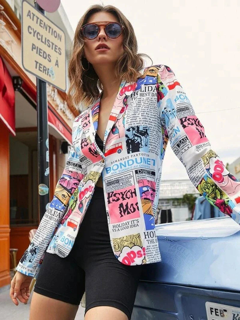 Good News Newspaper Print Blazer